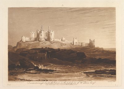 Kasteel Dunstanborough Liber Studiorum, deel III, plaat 14, 10 juni 1808 door Joseph Mallord William Turner