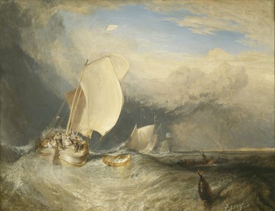 Vissersboten met vishandelaren die onderhandelen over vis, 1837-38 door Joseph Mallord William Turner