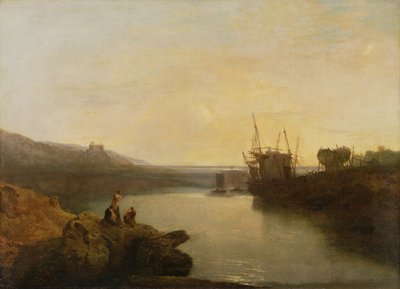 Kasteel Harlech, vanaf Twgwyn Ferry, Zomeravondschemering door Joseph Mallord William Turner
