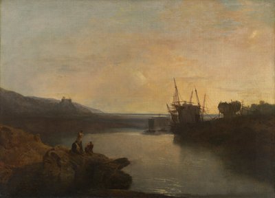 Harlech Castle, vanaf Tygwyn Ferry, zomeravondschemering [1799, Royal Academy of Arts, Londen, tentoonstellingscatalogus] door Joseph Mallord William Turner