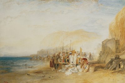Hastings: Vismarkt op het Strand, Vroege Ochtend, 1822 door Joseph Mallord William Turner