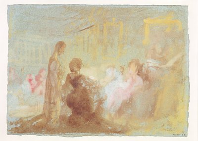 Interieur in Petworth House met mensen in gesprek, 1830 door Joseph Mallord William Turner