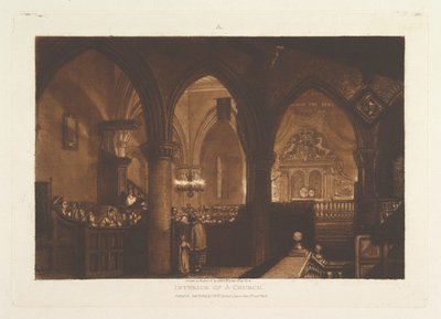 Interieur van een kerk, Liber Studiorum, deel XIV, plaat 70, 1 januari 1819 door Joseph Mallord William Turner
