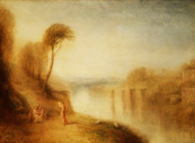 Landschap: Vrouw met Tamboerijn, c.1840-50 door Joseph Mallord William Turner