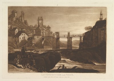 Lauffenbourgh aan de Rijn Liber Studiorum, deel VI, plaat 31, 1 januari 1811 door Joseph Mallord William Turner