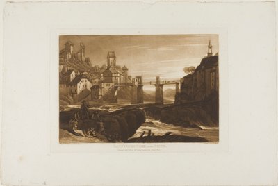 Lauffenbourgh aan de Rijn, plaat 31 uit Liber Studiorum door Joseph Mallord William Turner