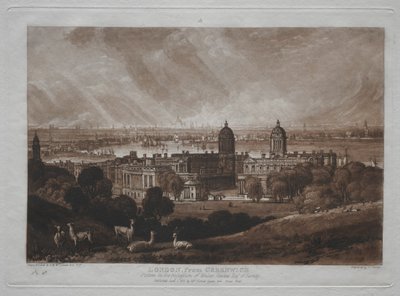 Liber Studiorum: Londen vanuit Greenwich door Joseph Mallord William Turner
