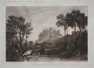 Liber Studiorum: Het kasteel boven de weiden door Joseph Mallord William Turner