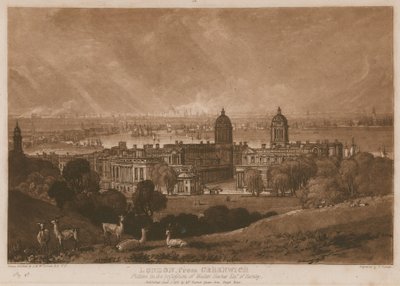 Londen vanuit Greenwich door Joseph Mallord William Turner