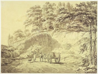 Man met paard en wagen die een steengroeve binnenrijdt, ca. 1797 door Joseph Mallord William Turner