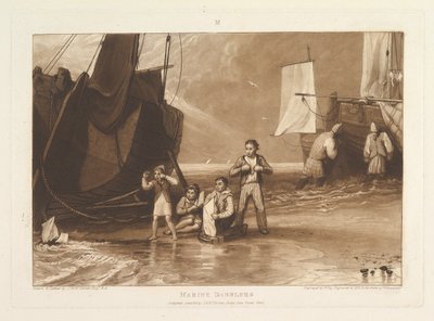 Marine Dabbelaars Liber Studiorum, deel VI, plaat 29, juni 1811 door Joseph Mallord William Turner