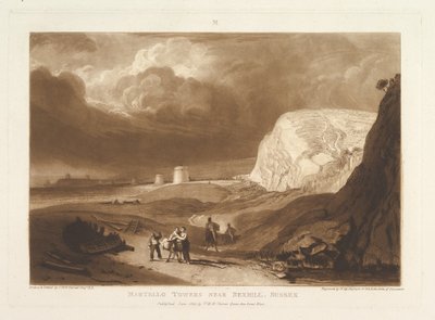 Martellotorens bij Bexhill, Sussex Liber Studiorum, deel VII, plaat 34, juni 1811 door Joseph Mallord William Turner