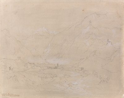 Bergachtig landschap met stad in vallei, c.1840 door Joseph Mallord William Turner