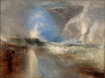 Raket en Blauwe Lichten dichtbij om Stoomschepen te Waarschuwen voor Ondiep Water door Joseph Mallord William Turner