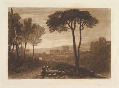 Scène in de Campagna Liber Studiorum, deel VIII, plaat 38, 1 februari 1812 door Joseph Mallord William Turner