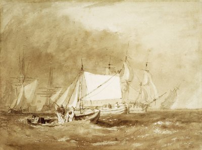 Scheepvaartscène, met vissers, ca. 1815-20 door Joseph Mallord William Turner