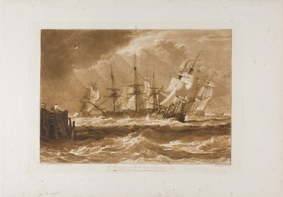 Schepen in een Bries, plaat 10 uit Liber Studiorum door Joseph Mallord William Turner
