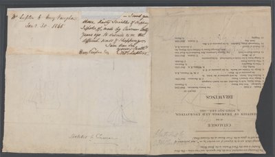 Schets van twee schepen op een cataloguspagina, c.1823 door Joseph Mallord William Turner