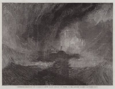 Sneeuwstorm, Stoomboot bij een havenmond die signalen maakt, in de National Gallery door Joseph Mallord William Turner