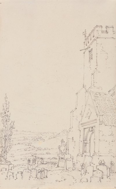 Zuidportaal en toren van een onbekende kerk, c.1790-95 door Joseph Mallord William Turner
