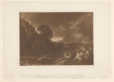 Stormachtig landschap met vloed en drenkelingen door Joseph Mallord William Turner