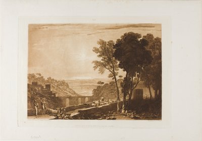 De brug en geiten, plaat 43 uit Liber Studiorum door Joseph Mallord William Turner