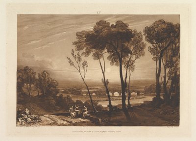 De brug in de verte (Liber Studiorum, deel III, plaat 13) door Joseph Mallord William Turner