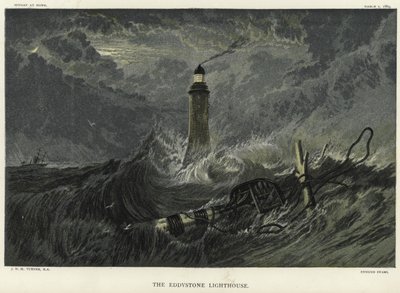 De Eddystone vuurtoren op de Eddystone rotsen door Joseph Mallord William Turner