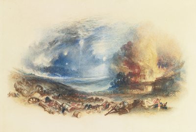 Het Veld van Waterloo Gezien vanaf Hougoumont, ca. 1830 door Joseph Mallord William Turner