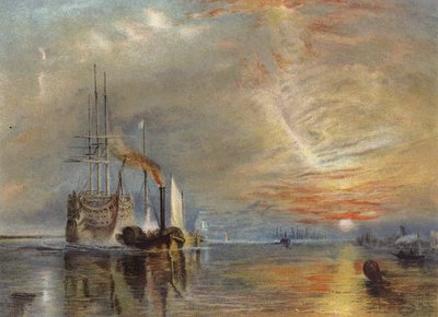 De oude Temeraire gesleept naar haar laatste ligplaats door Joseph Mallord William Turner