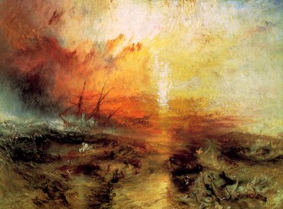 Het slavenschip Slaven gooien de doden en stervenden overboord, Tyfoon komt op, 1840 door Joseph Mallord William Turner