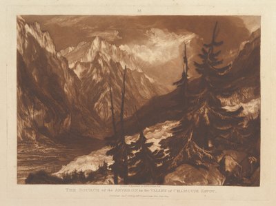 De bron van de Arvaron in de vallei van Chamouni, Savoye Liber Studiorum, pa..., 1 januari 1816 door Joseph Mallord William Turner