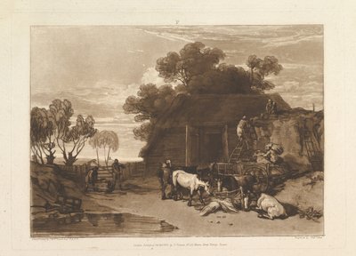 De strooien erf Liber Studiorum, deel II, plaat 7, 20 februari 1808 door Joseph Mallord William Turner