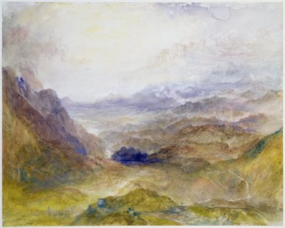 Uitzicht langs een Alpenvallei, mogelijk de Val d