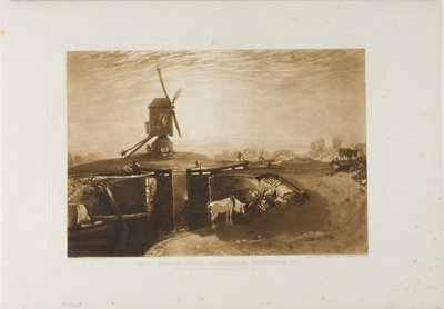 Windmolen en Sluis, plaat 27 uit Liber Studiorum door Joseph Mallord William Turner