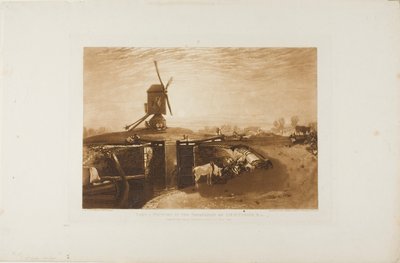 Molen en sluis, plaat 27 uit Liber Studiorum door Joseph Mallord William Turner