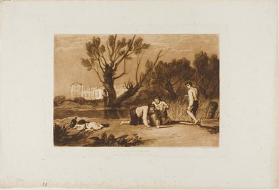 Jonge vissers, plaat 32 uit Liber Studiorum door Joseph Mallord William Turner