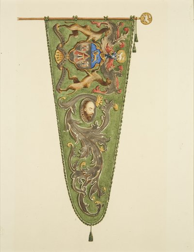 Banier van de Merchant Taylors, met opschrift 