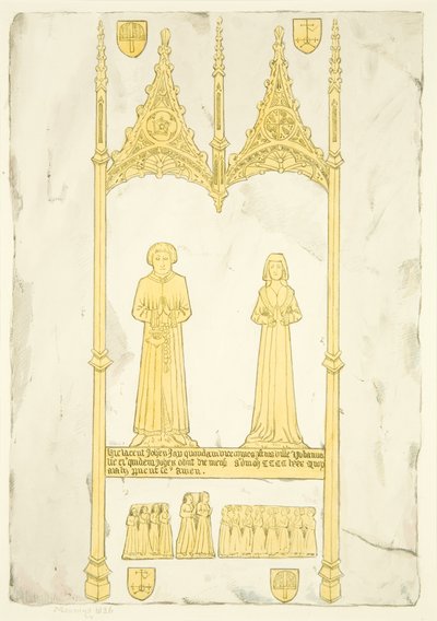 Messingplaat van John en Johanna Jay in St. Mary Redcliffe door Joseph Manning