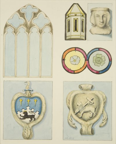 Details van het interieur van de Temple Church door Joseph Manning
