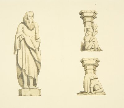 Beeld en twee balken in nissen van de toren van St Mary Redcliffe door Joseph Manning