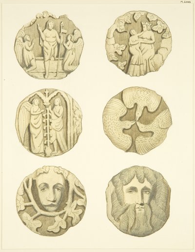Gewelfstenen (knoppen) in het plafond van de Redcliffe Church door Joseph Manning