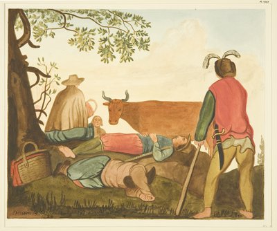 Guy, graaf van Warwick, en de Dun Cow, kopieën van origineel olieverfschilderij door Joseph Manning