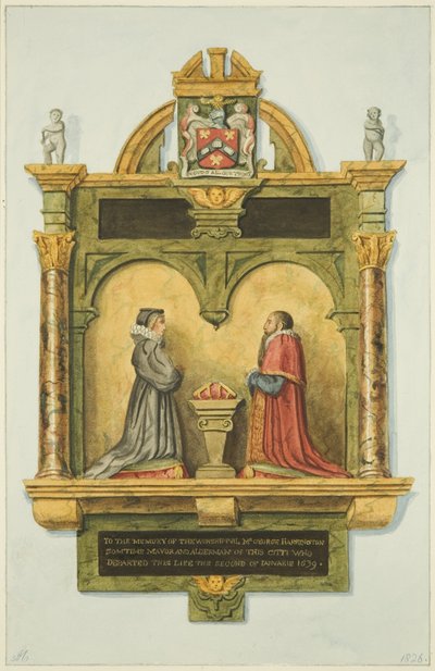 Monument van Harrington boven de vestrydeur in de St. Peter