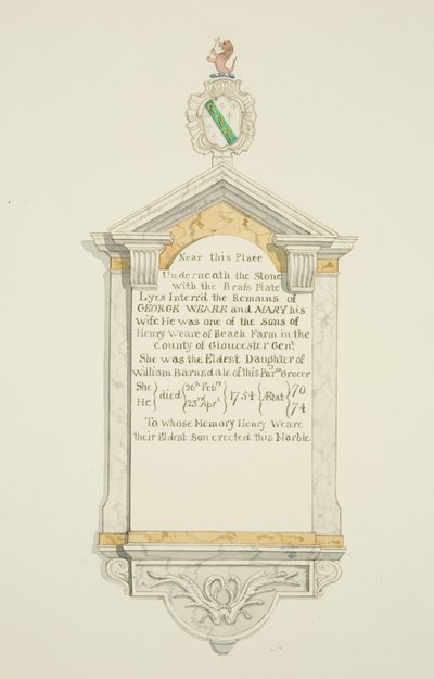 Monument voor George Weare en zijn vrouw in de St Thomas Kerk door Joseph Manning