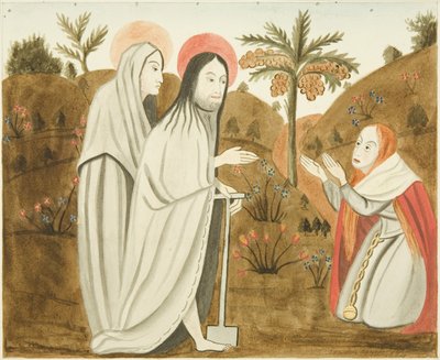 Schilderij in steen gevonden in biechtstoel in het noordelijke zijschip van St Mark