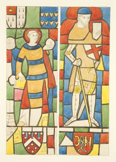 Glas-in-lood in noord- en zuidramen van het koor van de kathedraal van Bristol door Joseph Manning