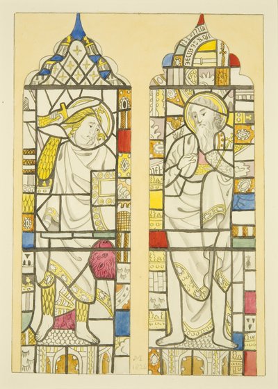 Glas-in-lood in het noordraam, noordtransept van St Mary Redcliffe door Joseph Manning