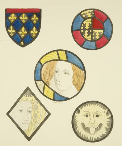 Glas-in-lood in verschillende ramen van St Mary Redcliffe door Joseph Manning