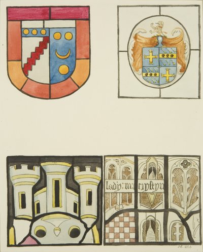 Glas-in-loodraam in Weverskapel in Temple Church door Joseph Manning